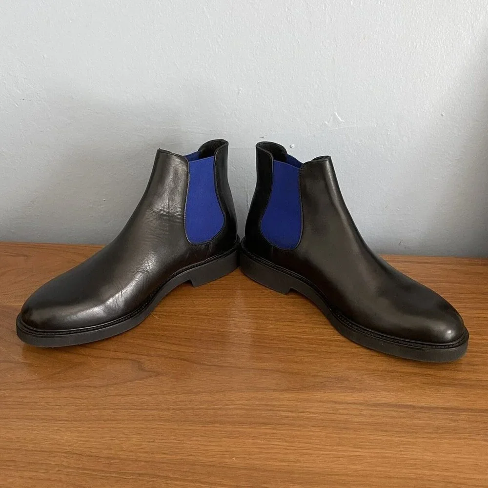 8 By Yoox Black Leather Chelsea Ankle Boots Size 41 NWOB